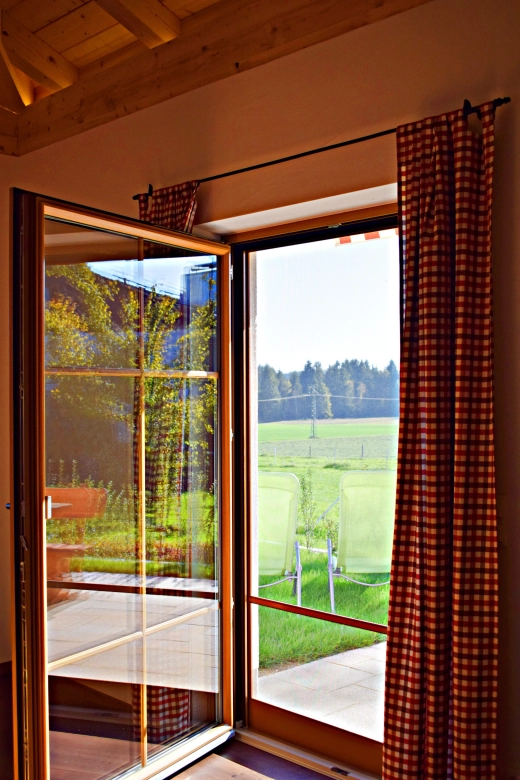 Alpenglühen Blick aus Fenster